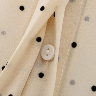 Natalie | Women’s Polka-Dot Semi-Sheer Blouse with Bow Detail