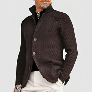 Noelle | Men’s Waffle-Knit Pullover with Stand-Up Collar and Three-Button Closure
