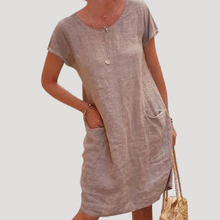 Susan | Women’s Loose-Fit O-Neck Dress with Short Sleeve