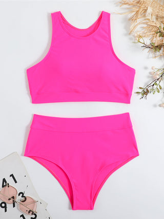 Danika | Women's Two-Piece Bikini Set with High-Neck Top and High-Waisted Bottoms