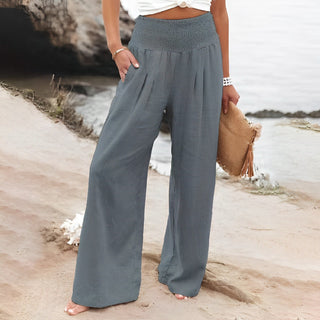 Amelyn | Women’s High-Waisted Cotton Linen Palazzo Pants with Wide Leg Design