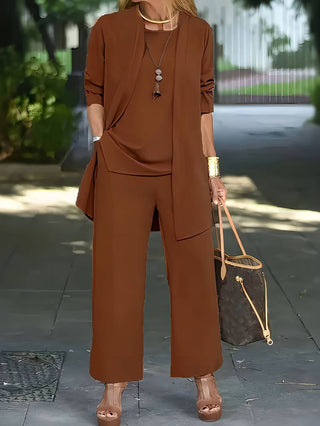 Maryan | Women’s Loose-Fitting Cardigan, Top, and Wide-Leg Pants Set