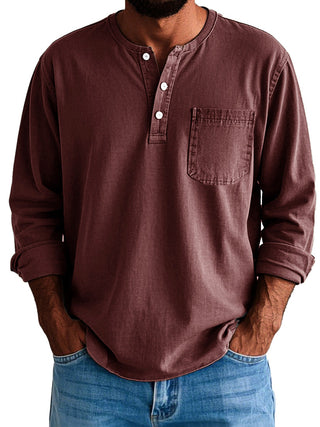 Ethan | Long-Sleeve Shirt for Men with Collarless Neckline