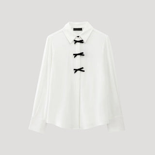 Natalie | Women’s Polka-Dot Semi-Sheer Blouse with Bow Detail