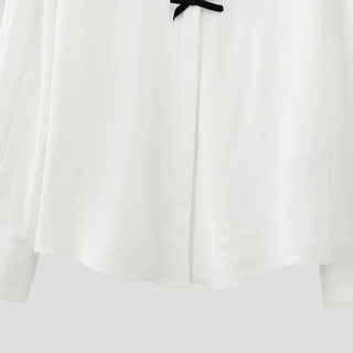 Natalie | Women’s Polka-Dot Semi-Sheer Blouse with Bow Detail