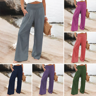 Amelyn | Women’s High-Waisted Cotton Linen Palazzo Pants with Wide Leg Design