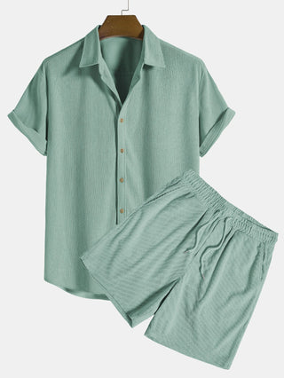 Enrico | Men’s Corduroy Short-Sleeve Shirt and Shorts Set