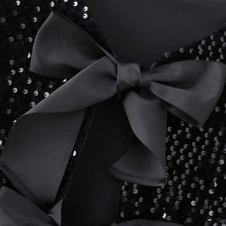 Valentina | Women’s Sequined Cropped Jacket Cardigan with Black Bow Accents