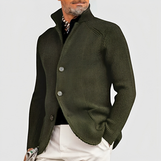 Noelle | Men’s Waffle-Knit Pullover with Stand-Up Collar and Three-Button Closure