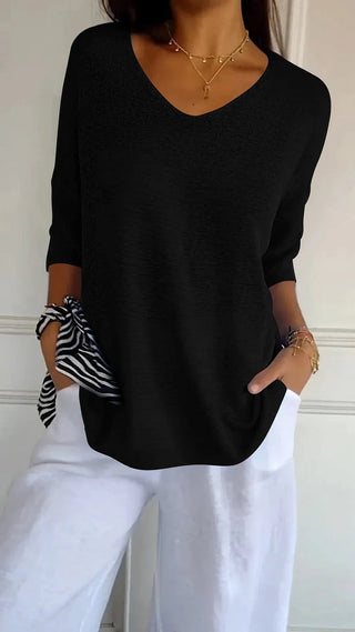 Lucerne | Women’s V-neck Knitted Top with Half Sleeves