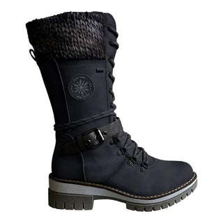 Klarine | Women’s Mid-Calf Winter Snow Boots with Knitted Cuff and Non-Slip Sole
