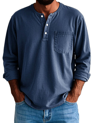 Ethan | Long-Sleeve Shirt for Men with Collarless Neckline