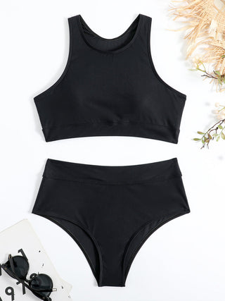 Danika | Women's Two-Piece Bikini Set with High-Neck Top and High-Waisted Bottoms