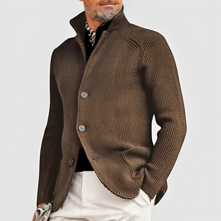 Noelle | Men’s Waffle-Knit Pullover with Stand-Up Collar and Three-Button Closure