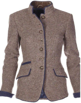 Reina | Women’s Stand Collar Blazer with Pockets and Buttons