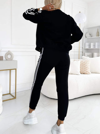 Friah | Women’s Striped Three Piece Set with Sleeveless Top Jacket and Pants