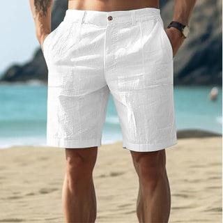 Caius | Men’s Linen-Blend Shorts with Flat-Front, Regular Fit, and Side Insert Pockets
