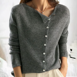 Arian | Ribbed Knit Top for Women with Long Sleeves and Asymmetric Button Front