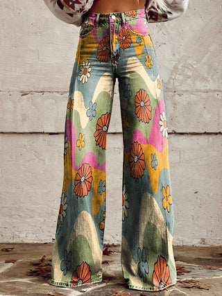 Bailey | Women's High Waisted Printed Baggy Jeans