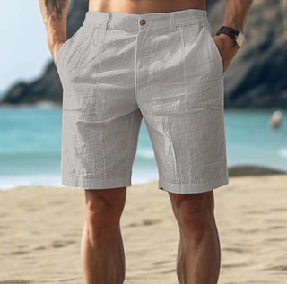 Caius | Men’s Linen-Blend Shorts with Flat-Front, Regular Fit, and Side Insert Pockets