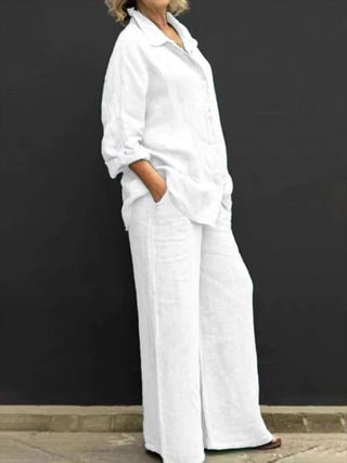 Erina | Women’s Elegant Collared Shirt and Loose-Fit Trousers Set