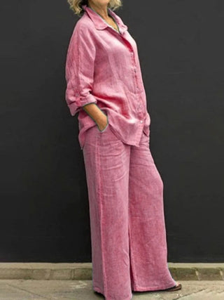 Erina | Women’s Elegant Collared Shirt and Loose-Fit Trousers Set