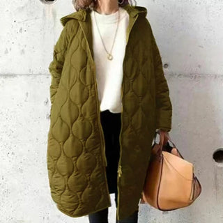 Fenella | Women’s Quilted Long Puffer Jacket with Hooded Padded Design