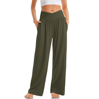 Belaris | Women’s Flowy Wide-Leg Yoga Pants with Crossover Waistband