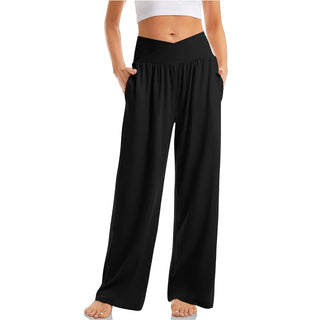 Belaris | Women’s Flowy Wide-Leg Yoga Pants with Crossover Waistband