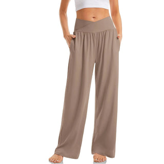 Belaris | Women’s Flowy Wide-Leg Yoga Pants with Crossover Waistband