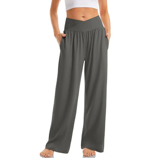 Belaris | Women’s Flowy Wide-Leg Yoga Pants with Crossover Waistband
