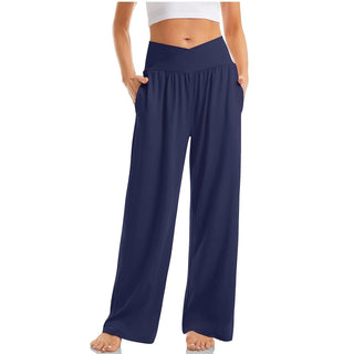 Belaris | Women’s Flowy Wide-Leg Yoga Pants with Crossover Waistband