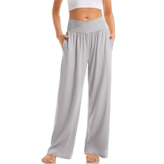 Belaris | Women’s Flowy Wide-Leg Yoga Pants with Crossover Waistband