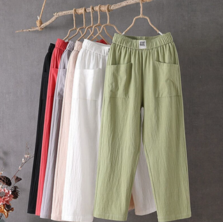 Leny | Women's Cotton Linen Casual Harem Pants with Loose Fit and Straight