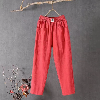 Leny | Women's Cotton Linen Casual Harem Pants with Loose Fit and Straight