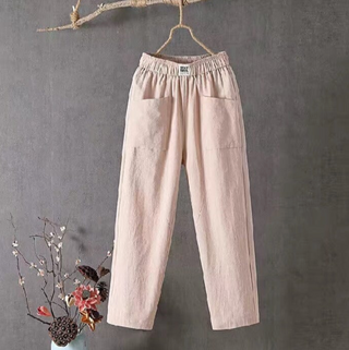 Leny | Women's Cotton Linen Casual Harem Pants with Loose Fit and Straight