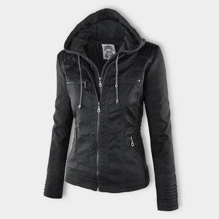 Rosa | Women’s Moto Leather Jacket with Removable Hood
