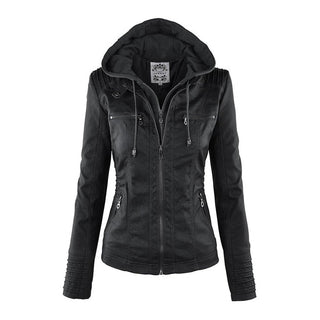 Rosa | Women’s Moto Leather Jacket with Removable Hood