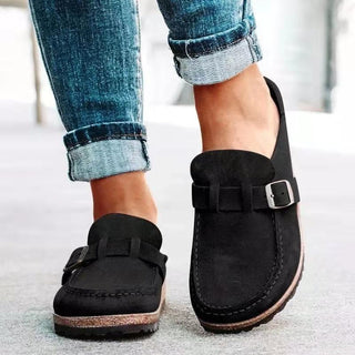 Ruby | Women’s Orthopedic Suede Loafers with Open Heel and Buckle