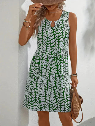 Nephele | Women’s A-Line Sleeveless Mini Dress with Geometric Print