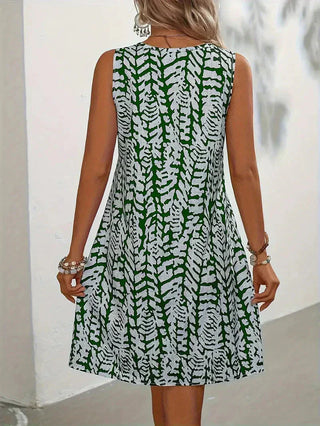 Nephele | Women’s A-Line Sleeveless Mini Dress with Geometric Print
