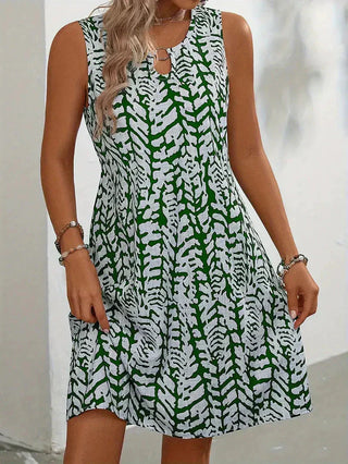 Nephele | Women’s A-Line Sleeveless Mini Dress with Geometric Print