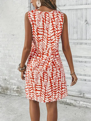 Nephele | Women’s A-Line Sleeveless Mini Dress with Geometric Print