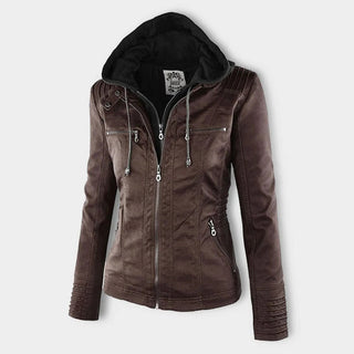 Rosa | Women’s Moto Leather Jacket with Removable Hood
