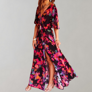 Kaileen | Bohemian Style Maxi Dress for Women with Animal Print