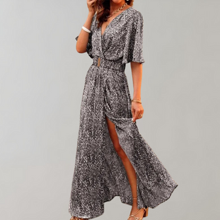Kaileen | Bohemian Style Maxi Dress for Women with Animal Print
