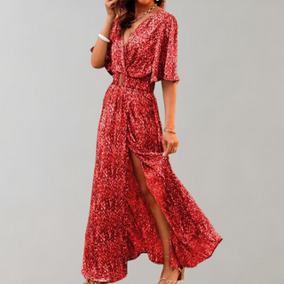 Kaileen | Bohemian Style Maxi Dress for Women with Animal Print