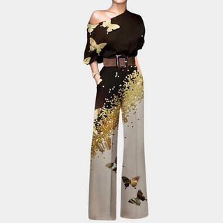Ayla | Women’s Airy Butterfly Print One-Shoulder Jumpsuit