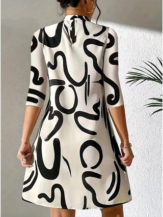 Erica | Women's Abstract Print 3/4 Sleeves Stretch Mini Dress