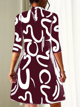 Erica | Women's Abstract Print 3/4 Sleeves Stretch Mini Dress